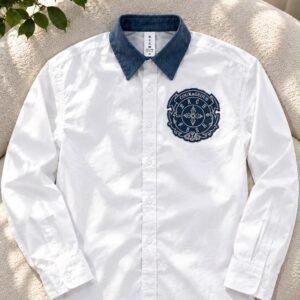 Courageous Vintage Denim Collar White Shirt